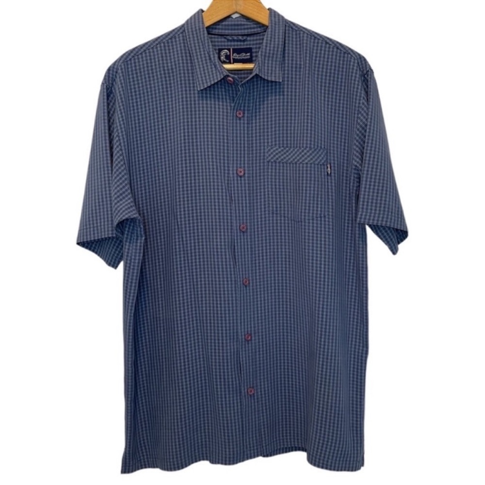 Jack O’Neill Collection Short Sleeve Button Up Shirt Blue Plaid Men’s Size Large